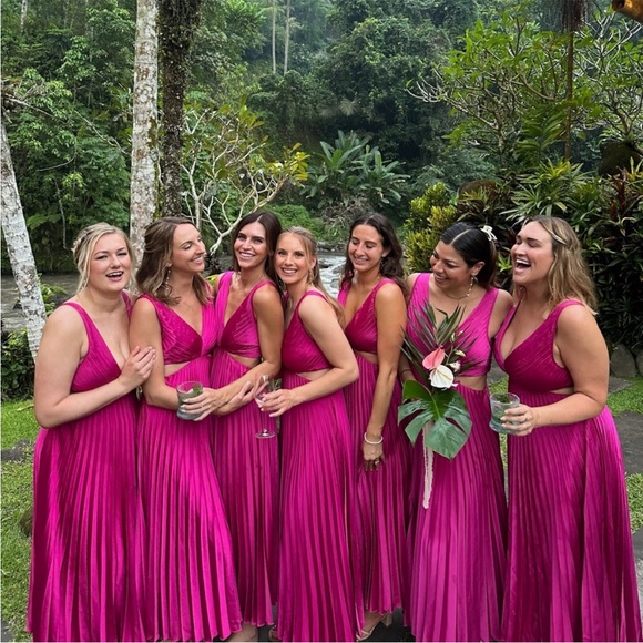 The A&F Giselle Pleated Cutout Maxi Dress Pink - Picture 13 of 13